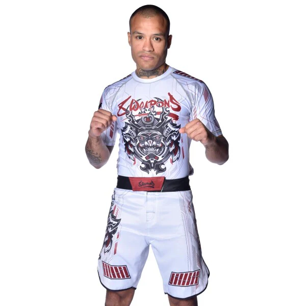 8 Weapons Fight Shorts Samurai 2.0 White-Red - Image 3