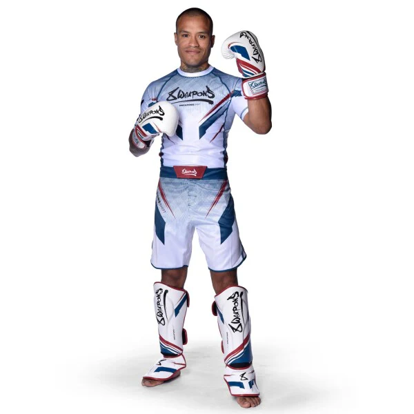 8 Weapons Fight Shorts Shift White-Navy-Red - Image 3