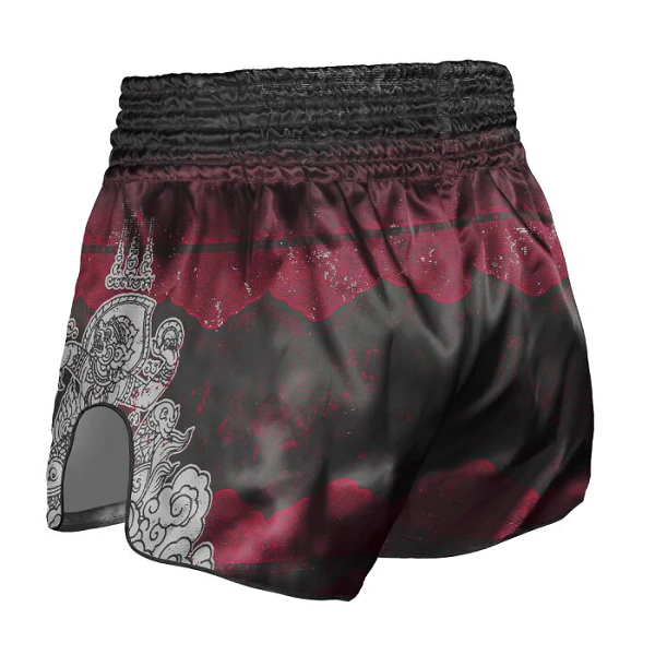 8 Weapons Muay Thai Shorts Hanuman Black-Red - Image 2