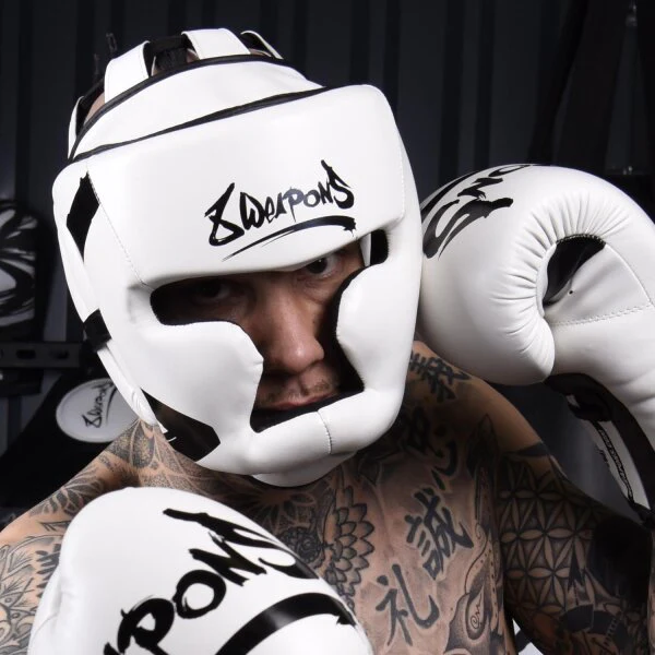 8 Weapons Head Guard Unlimited White-Black - Image 5