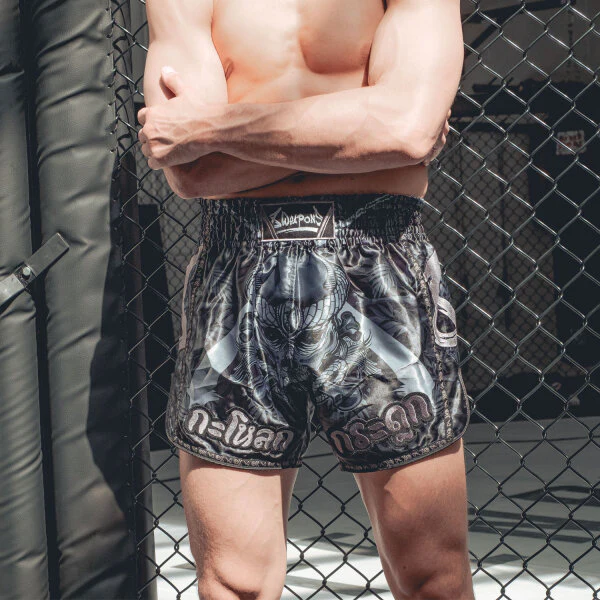 8 Weapons Muay Thai Shorts Bone Island Black - Image 3