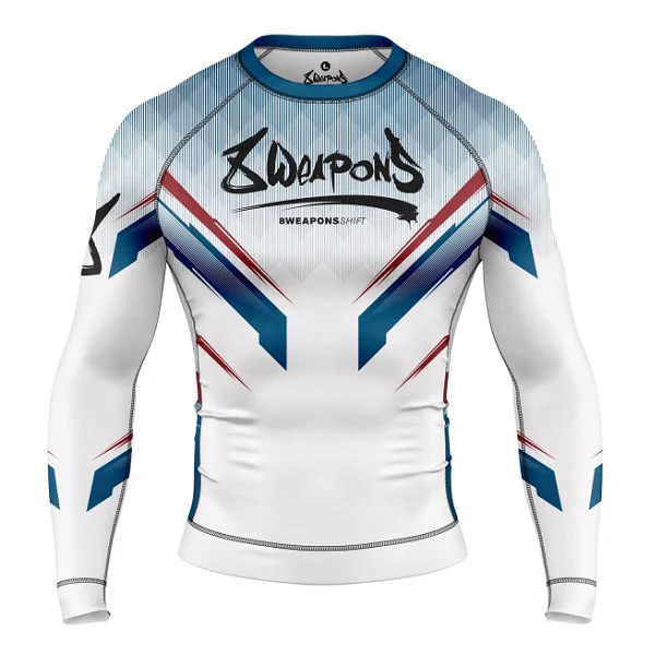8 Weapons Rashguard LS Shift White-Navy-Red