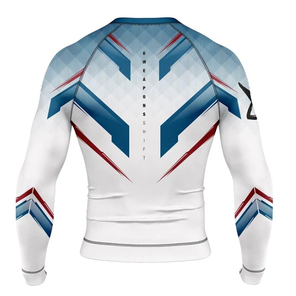 8 Weapons Rashguard LS Shift White-Navy-Red - Image 2