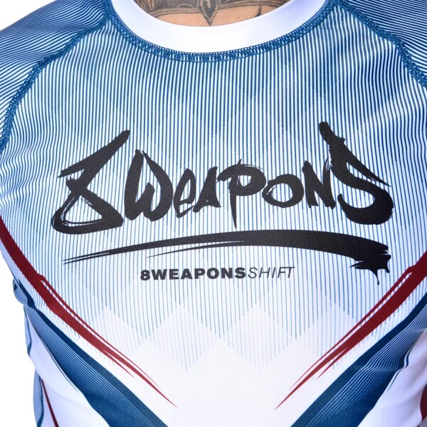 8 Weapons Rashguard SS Shift White-Navy-Red - Image 3