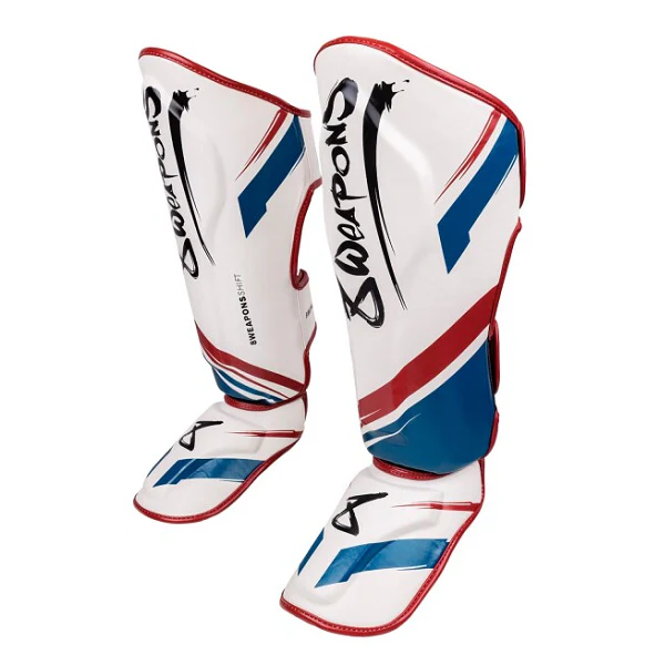 8 Weapons Shin Guards Shift White-Navy-Red