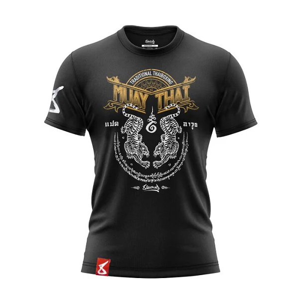 8 Weapons T-Shirt Sak Yant Tigers Black
