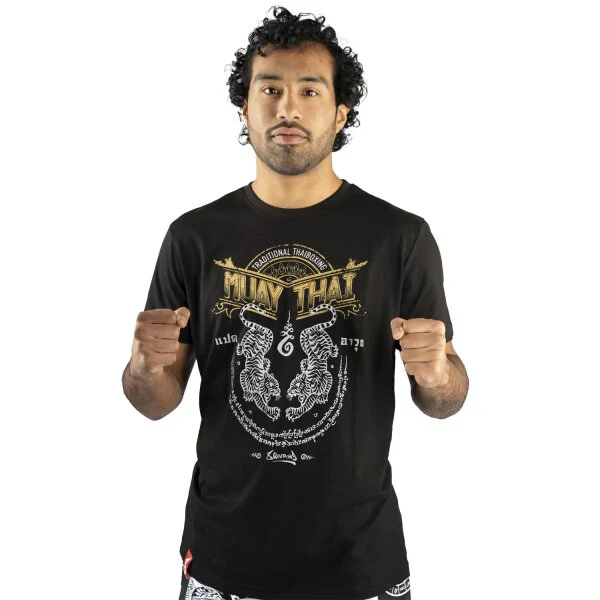 8 Weapons T-Shirt Sak Yant Tigers Black - Image 3