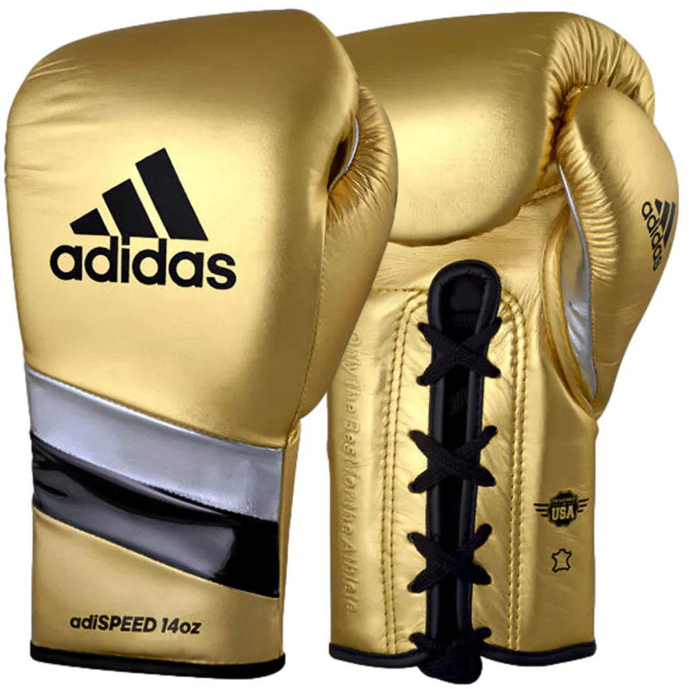 Adidas Adispeed Lace Boxing Gloves Gold/Black/Silver