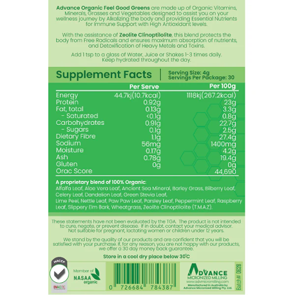 Advance Organic Feel Good Greens + Clinoptilolite Zeolite - Image 3