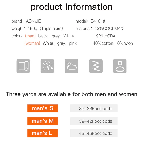Aonijie Coolmax Low Cut Running Socks 3Pairs - Image 4