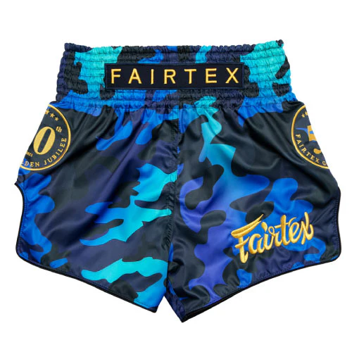 Fairtex Muay Thai Shorts - Golden Jubilee Luster - Blue BS1916 - Image 3