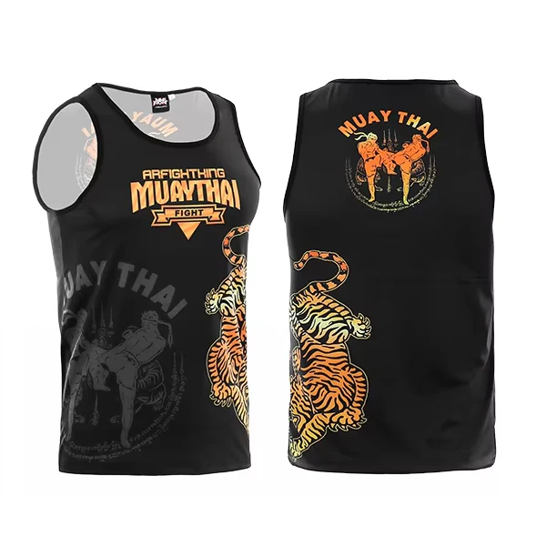 Fight Tees Mesh Muay Thai Training Singlet Black - Image 3