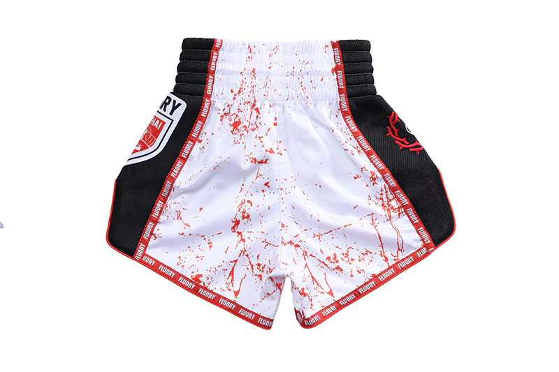 Fluory Bloodbath Muay Thai Shorts White - Image 2