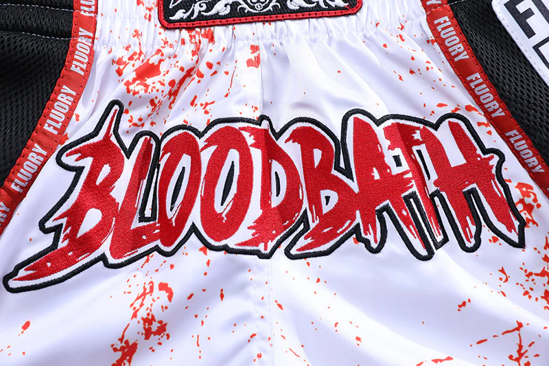 Fluory Bloodbath Muay Thai Shorts White - Image 3