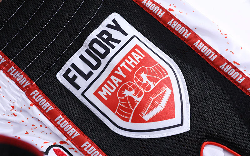 Fluory Bloodbath Muay Thai Shorts White - Image 4