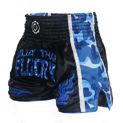Fluory Eternity Camo Retro Muay Thai Shorts Blue - Image 2