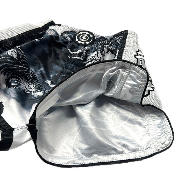 Fluory Eternity Luna Retro Muay Thai Shorts Black White - Image 4