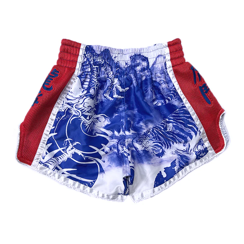 Fluory Eternity Luna Retro Muay Thai Shorts Blue Red - Image 2