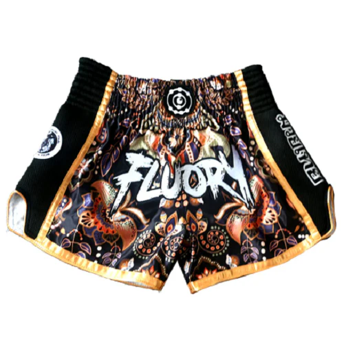 Fluory Eternity Retro Muay Thai Shorts Black Gold - Image 3