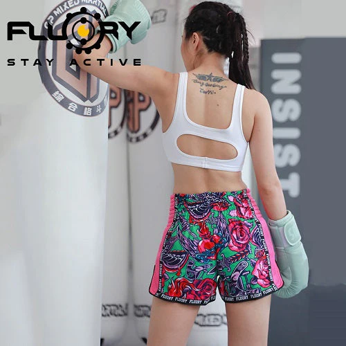 Fluory Eternity Tattoo Retro Muay Thai Shorts Pink - Image 4