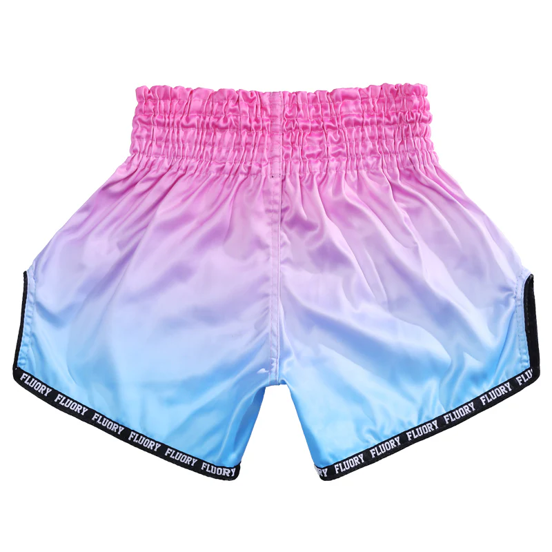 Fluory Fade Muay Thai Shorts Pink Blue - Image 2