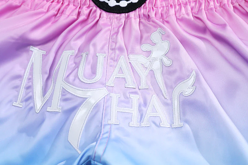 Fluory Fade Muay Thai Shorts Pink Blue - Image 3