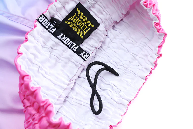Fluory Fade Muay Thai Shorts Pink Blue - Image 4