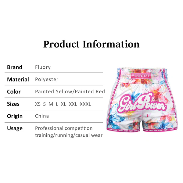 Fluory Girl Power Floral Muay Thai Shorts Pink - Image 6