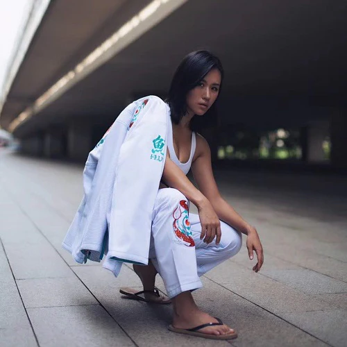 Fluory Grappling Kio Fish BJJ Gi White - Image 3