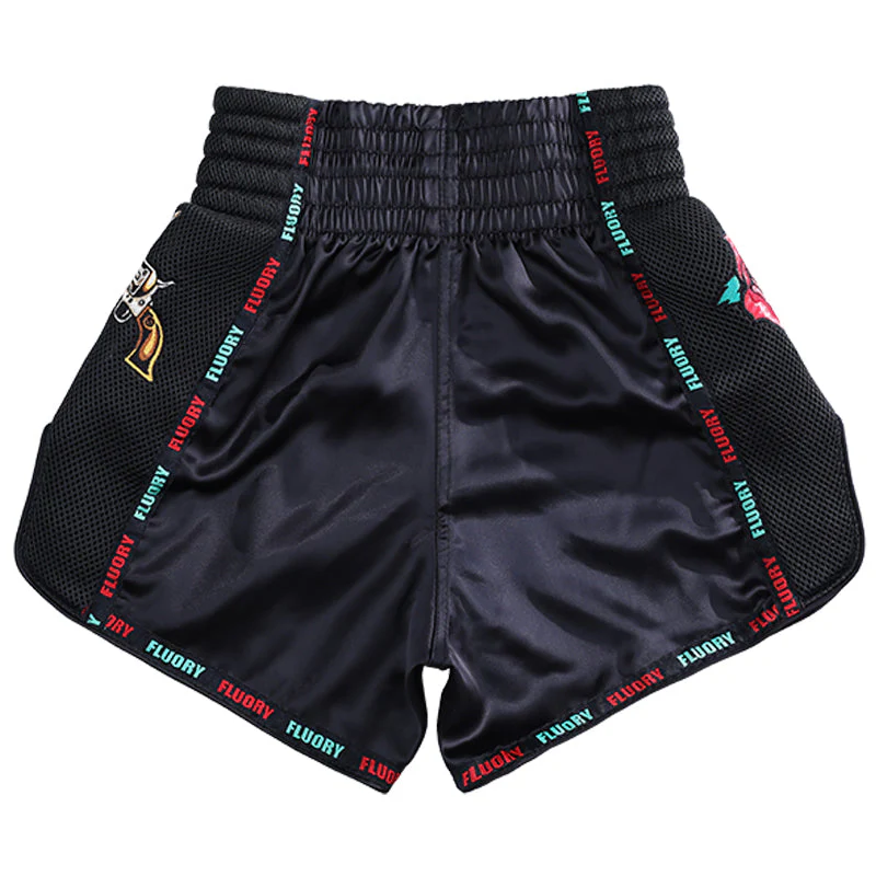 Fluory Guns & Rose Muay Thai Shorts Black - Image 2