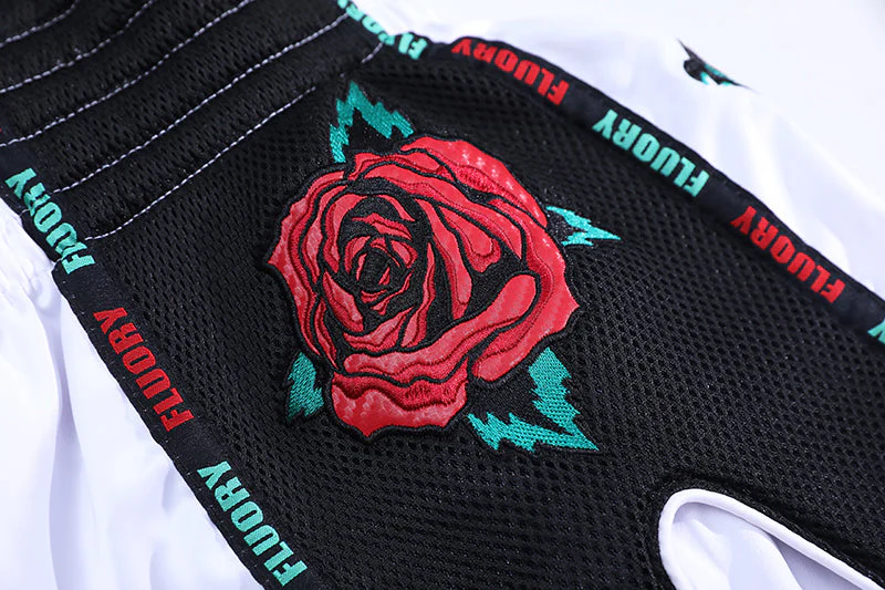 Fluory Guns & Rose Muay Thai Shorts White - Image 3