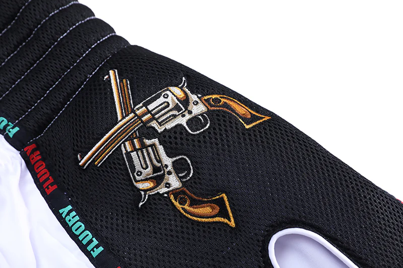 Fluory Guns & Rose Muay Thai Shorts White - Image 4