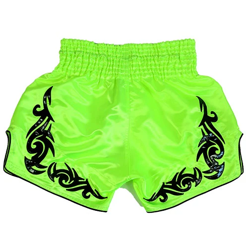 Fluory Neon Retro Muay Thai Shorts Green - Image 2