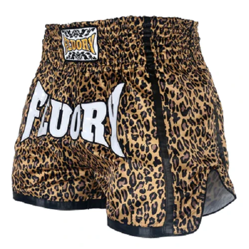 Fluory Leopard Print Retro Muay Thai Shorts - Image 2