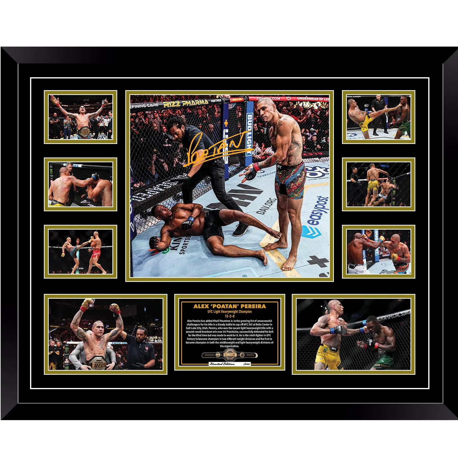 Alex Pereira UFC KO Signed Photo Frame Limited Edition