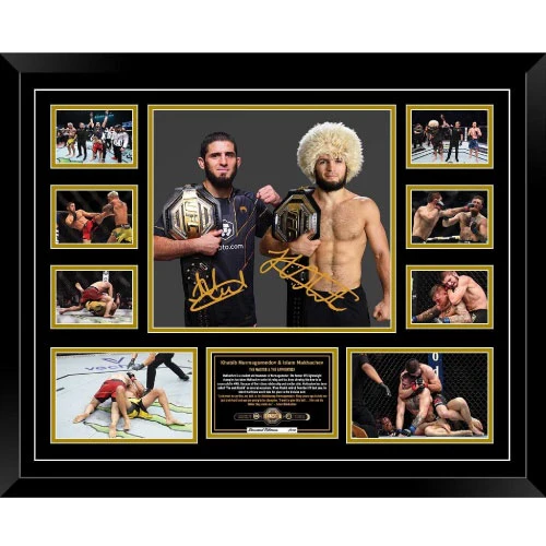 Khabib Nurmagomedov Islam Makhachev UFC Signed Frame