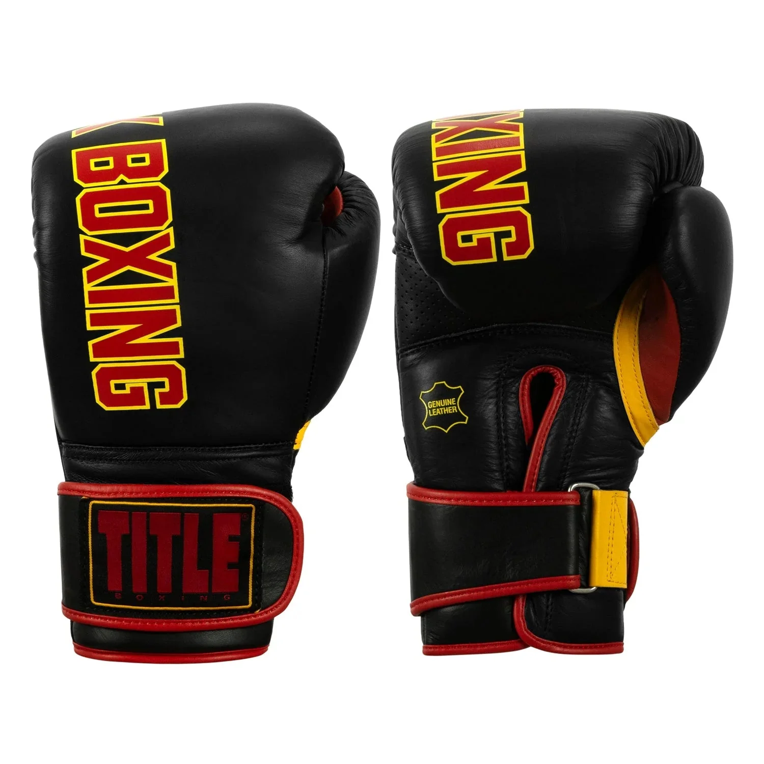KRONK Boxing Gym Leather Boxing Gloves - Black - Image 2