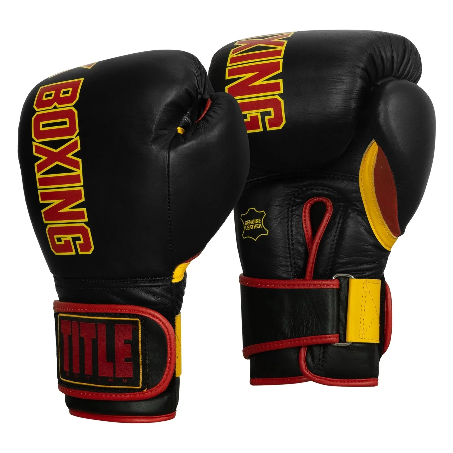 KRONK Boxing Gym Leather Boxing Gloves - Black - Image 3