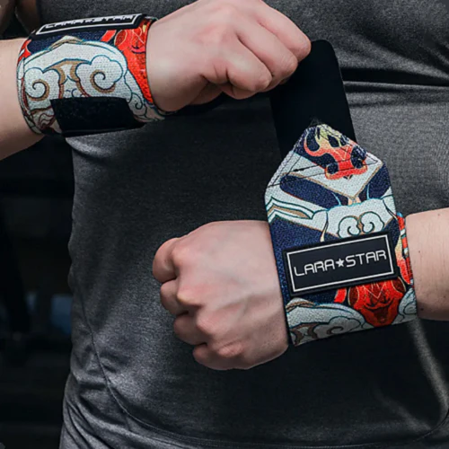 Lara Star Japanese Print Gym Wrist Supports - Image 4