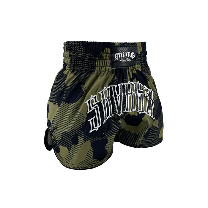 Savage One Green Camo Muay Thai Shorts