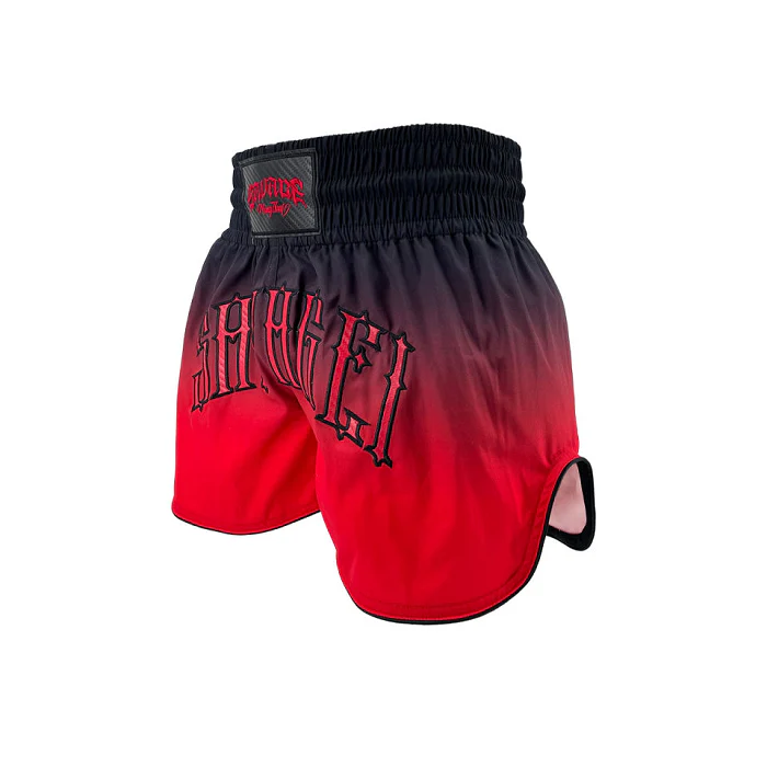 Savage One Red Fade Muay Thai Shorts - Image 3
