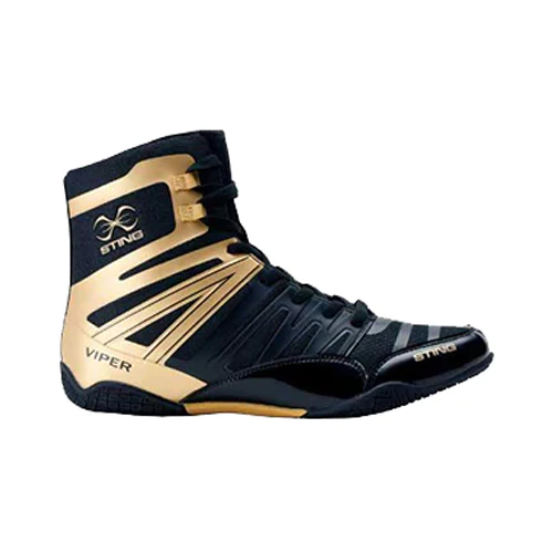 Sting Viper Boxing Shoes - Black Gold - Image 2