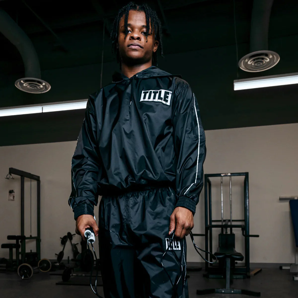 Title Sauna Sweat Suit With Hood - Image 2