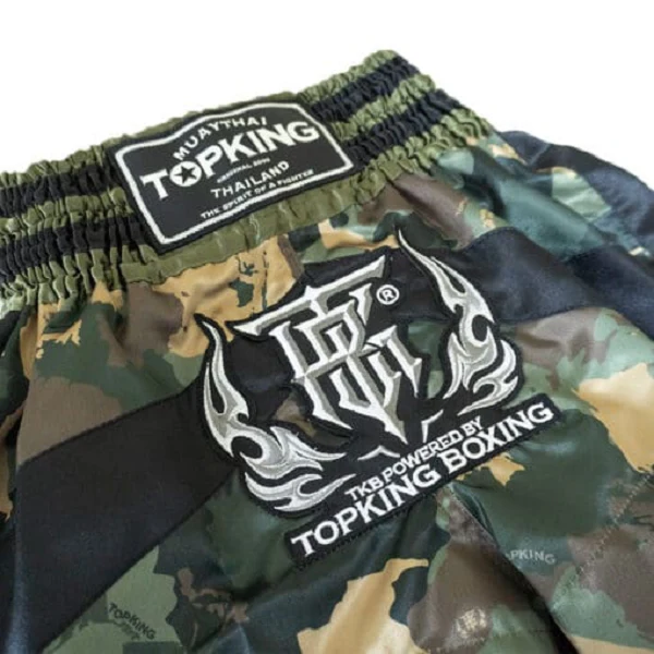 Top King Camo Muay Thai Shorts Green - Image 3
