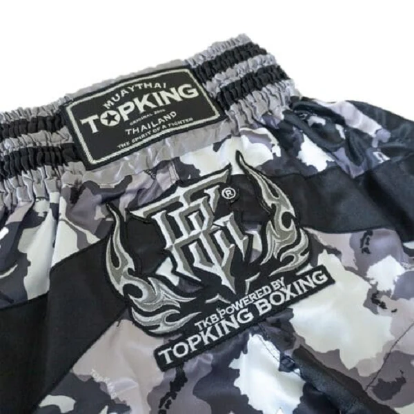 Top King Camo Muay Thai Shorts Grey - Image 3