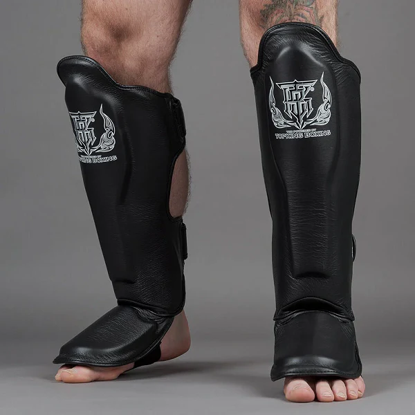 Top King Shin Guards Pro Leather Black - Image 4