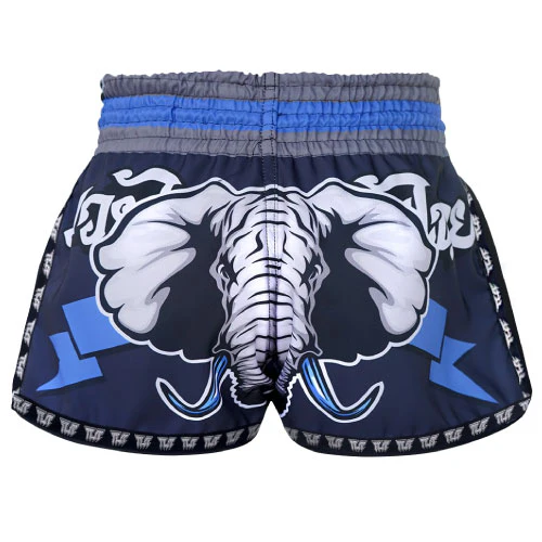 TUFF Blue War Elephant Retro Muay Thai Shorts - Image 3