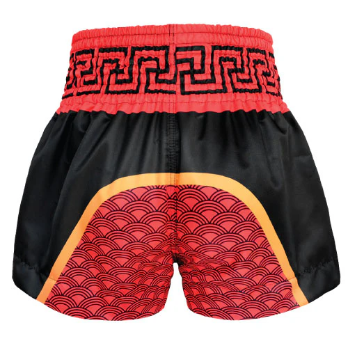 TUFF Chinese Dragon Muay Thai Boxing Shorts - Black/Red - Image 2
