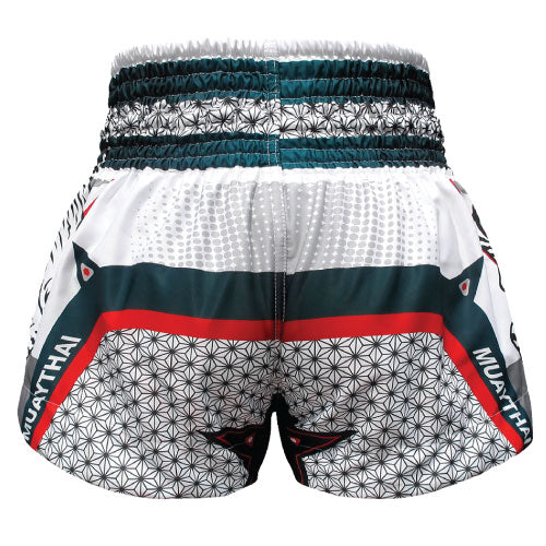 TUFF Double Tiger Thai Boxing Shorts White - Image 3