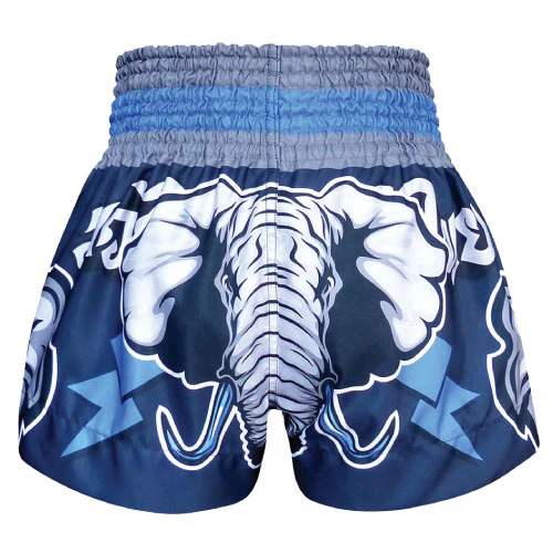 TUFF Muay Thai Boxing Shorts Blue War Elephant - Image 3